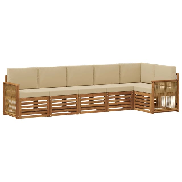 vidaXL Ecksofa Set 5 Stk Natur Massives Akazienholz und Polyester 3384419
