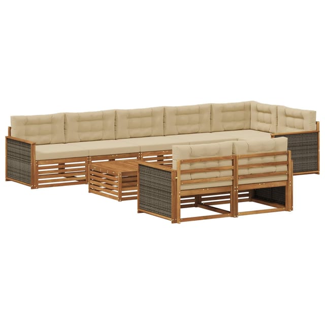 vidaXL Outdoor-Sofagarnitur mit Kissen 9 Stk 3383531