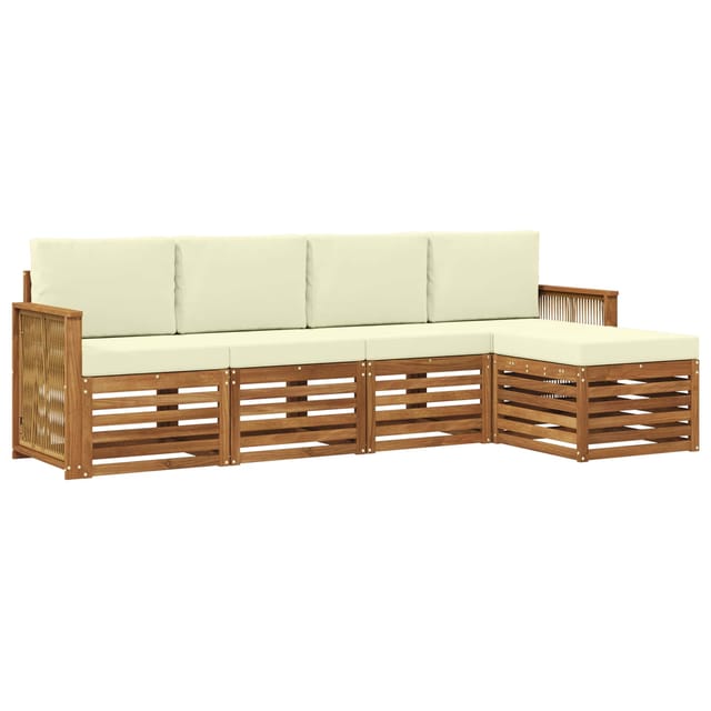 vidaXL Outdoor-Sofagarnitur mit Kissen 5 Stk Natur und Creme 3384236