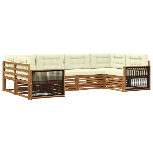 vidaXL Outdoor-Sofagarnitur mit Kissen 6 Stk Natur und Creme 3383773