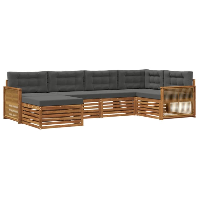 vidaXL Outdoor-Sofagarnitur mit Kissen 6 Stk Natur und Anthrazit 3383570