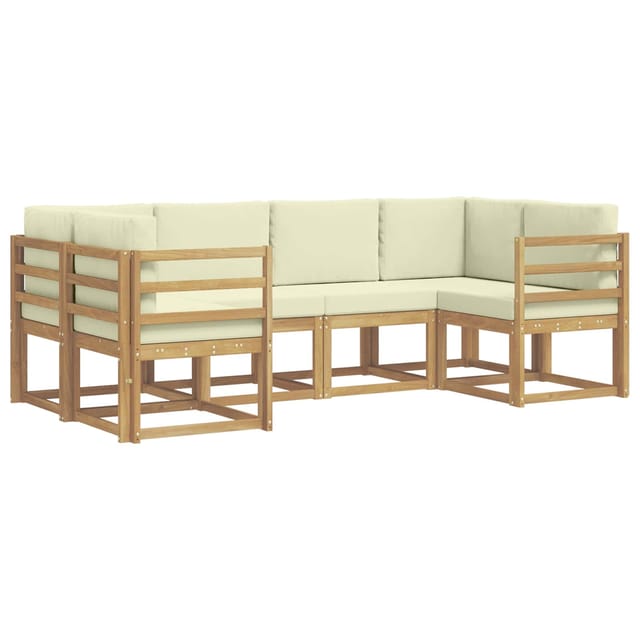 vidaXL Outdoor-Sofagarnitur mit Kissen 6 Stk Weiß und Creme 3388104