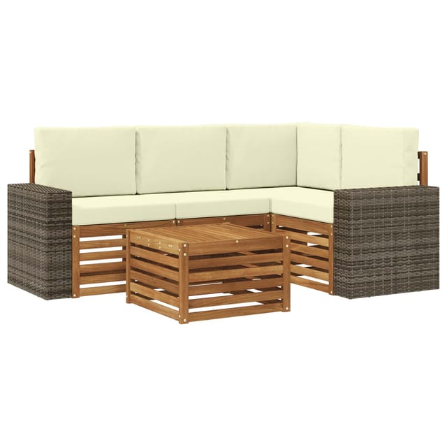 vidaXL Outdoor-Sofagarnitur 5 Stk Natur und Creme 59 x 59 x 37 cm 3384336