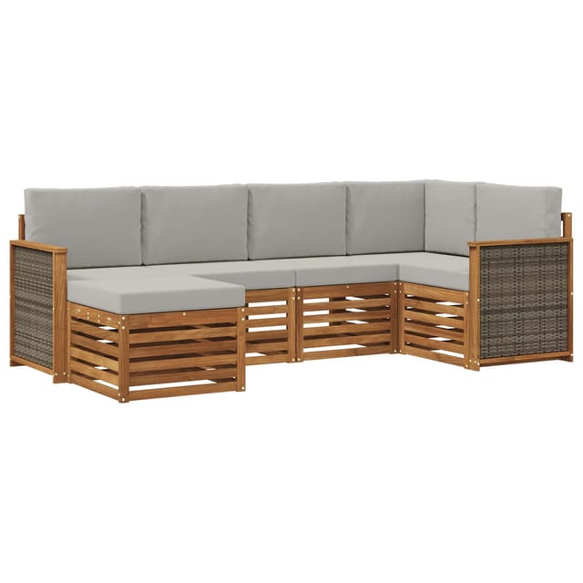 vidaXL Ecksofa Set mit Kissen 5 Stk Natur und Hellgrau 3384557