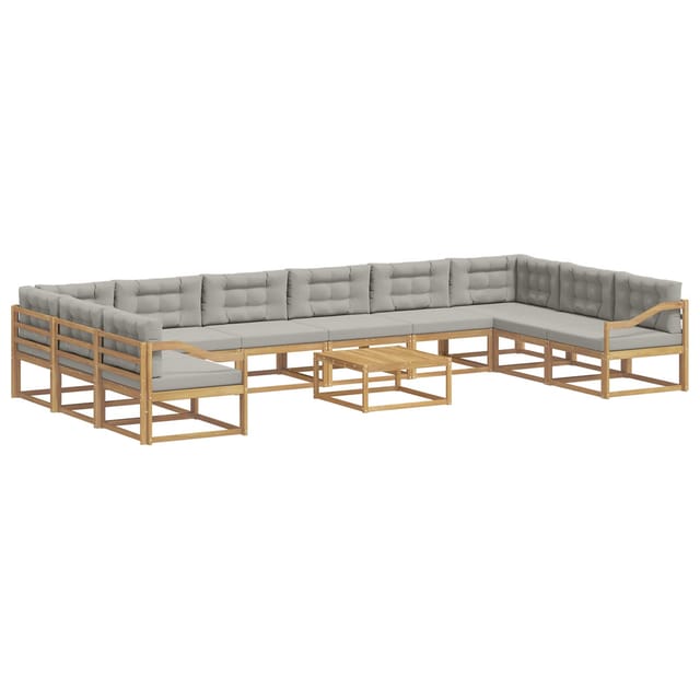 vidaXL Outdoor-Sofagarnitur mit Kissen 11 Stk Weiß und Hellgrau 3387155