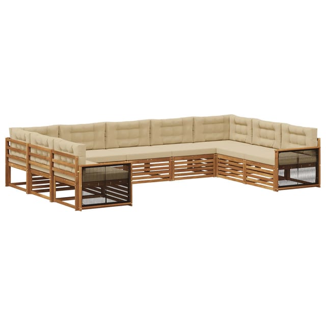 vidaXL Outdoor-Sofagarnitur 9 Stk Natur und Beige Massivholz Akazie 3383836