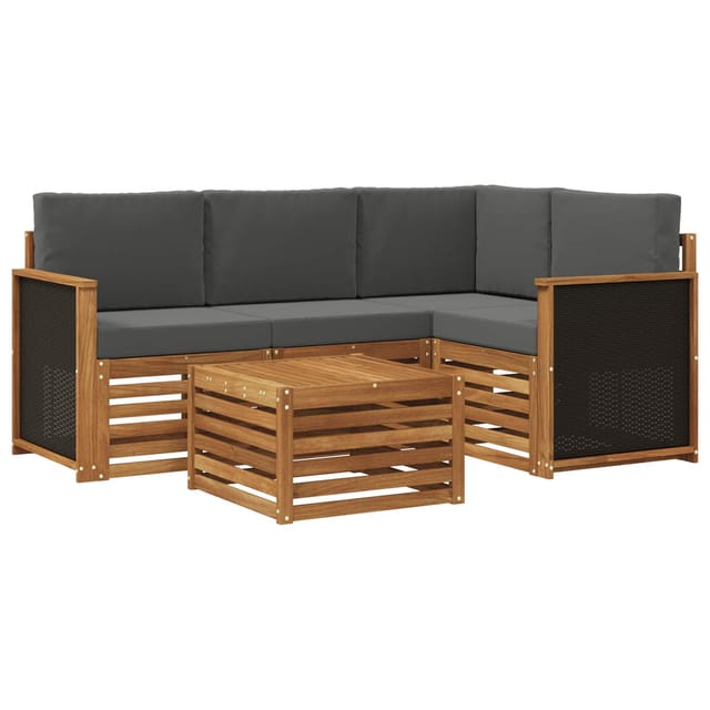 vidaXL Outdoor-Sofagarnitur 5 Stk Natur und Anthrazit 59 x 59 x 37 cm 3384313