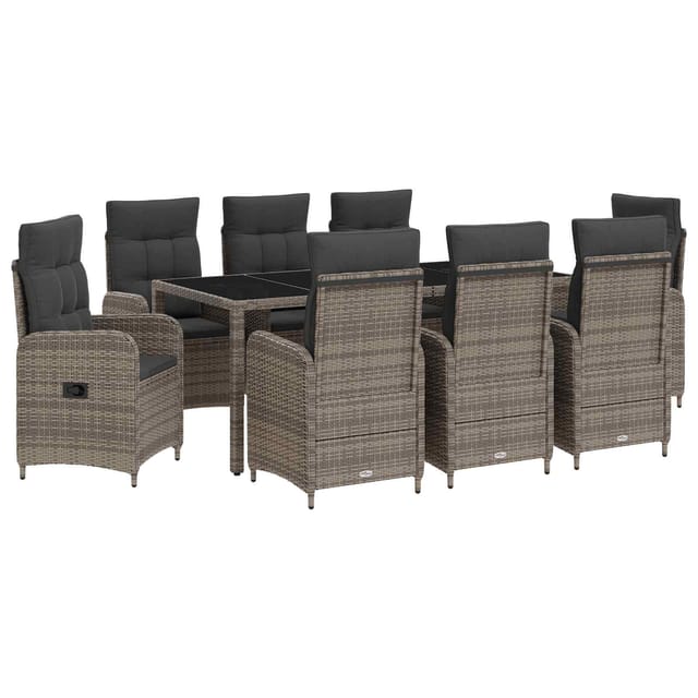 vidaXL Outdoortisch-Set 9 Stk Hellgrau und Dunkelgrau 190 x 90 x 75 cm 3422331