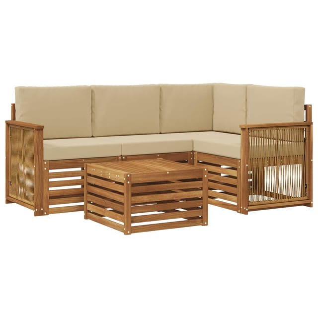 vidaXL Outdoor-Sofagarnitur 5 Stk Natur und Beige 59 x 59 x 37 cm 3384329