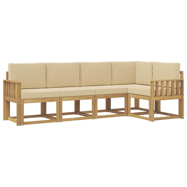 vidaXL Outdoor-Sofagarnitur mit Kissen 5 Stk Weiß und Beige 3387627