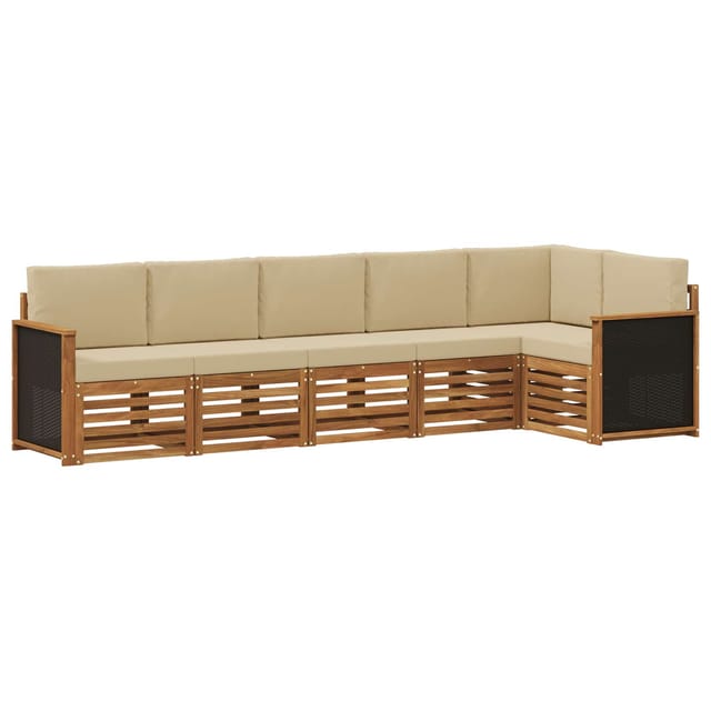 vidaXL Ecksofa Set 5 Stk Natur Massives Akazienholz und Polyester 3384404