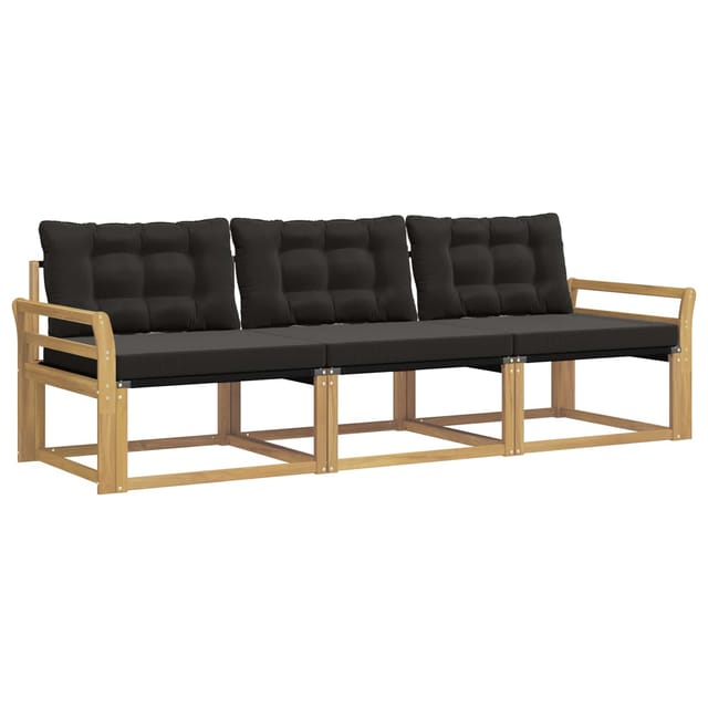 vidaXL Outdoor-Sofagarnitur mit Kissen 3 Stk Weiß und Schwarz 3388374