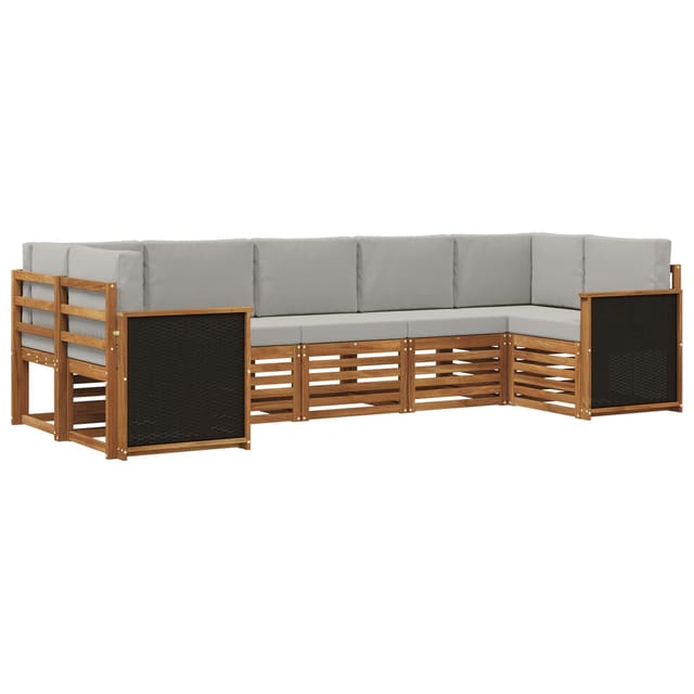 vidaXL Ecksofa Set mit Kissen 6 Stk Natur und Hellgrau 3384792