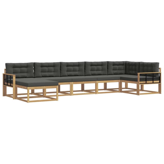 vidaXL Outdoor-Sofagarnitur mit Kissen 7 Stk Weiß und Anthrazit 3386771