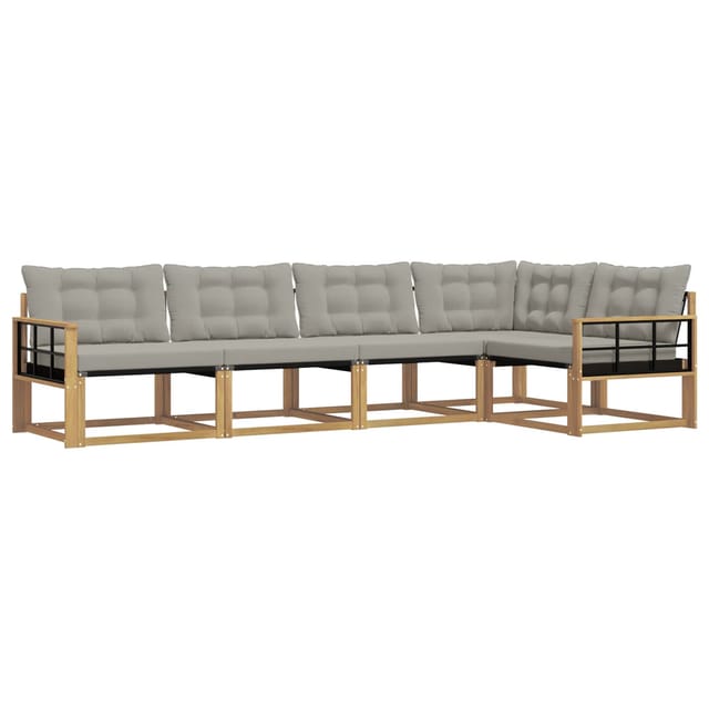 vidaXL Outdoor-Sofagarnitur mit Kissen 5 Stk Weiß und Hellgrau 3388689