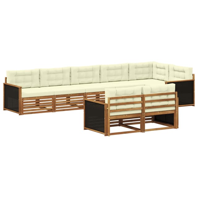 vidaXL Outdoor-Sofagarnitur mit Kissen 8 Stk Natur und Creme 3383493