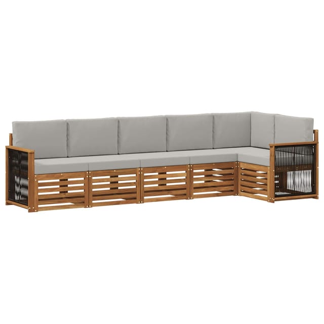 vidaXL Ecksofa Set mit Kissen 5 Stk Natur und Hellgrau 3384412