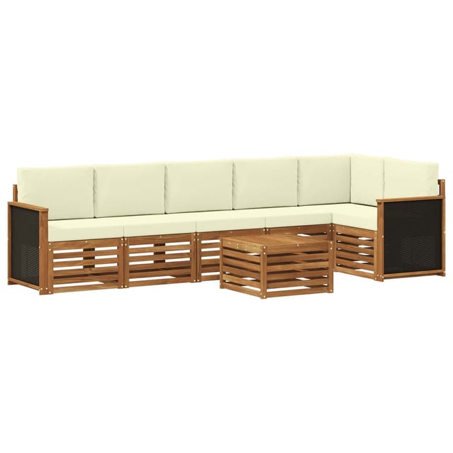 vidaXL Ecksofa Set mit Kissen 6 Stk Natur und Creme 3384431