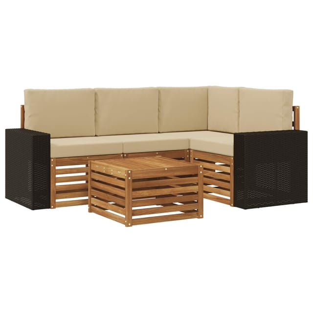 vidaXL Outdoor-Sofagarnitur 5 Stk Natur und Beige 59 x 59 x 37 cm 3384334
