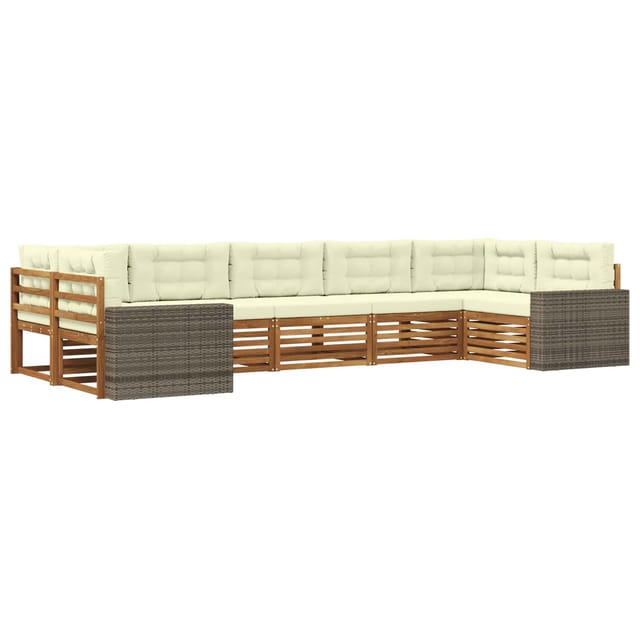 vidaXL Outdoor-Sofagarnitur mit Kissen 7 Stk Natur und Creme 3383818
