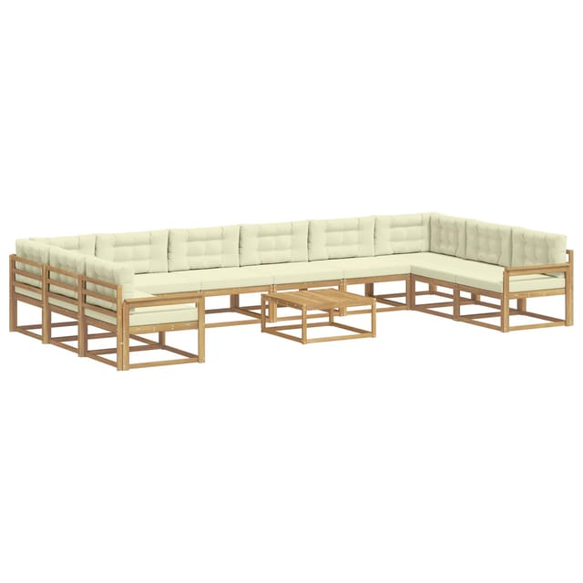 vidaXL Outdoor-Sofagarnitur mit Kissen 11 Stk Weiß und Creme 3387129