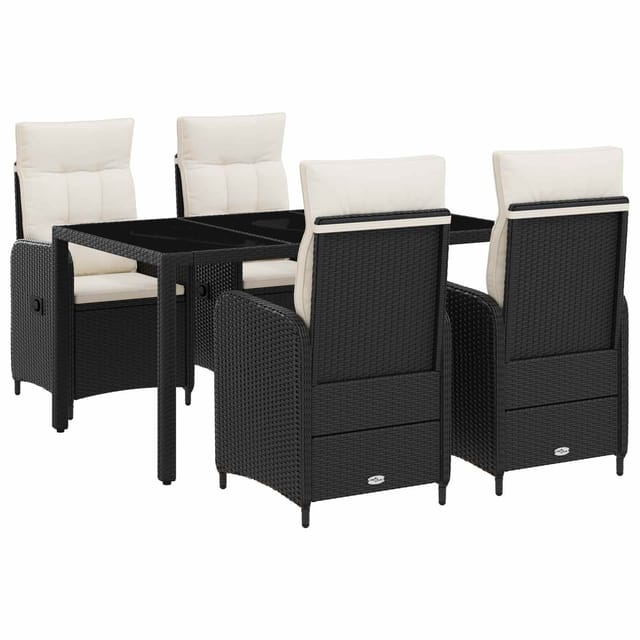 vidaXL Outdoortisch-Set 5 Stk Schwarz und Cremeweiß 150 x 90 x 75 cm 3422300