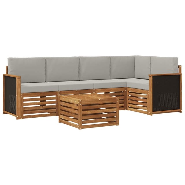 vidaXL Ecksofa Set mit Kissen 5 Stk Natur und Hellgrau 3384372