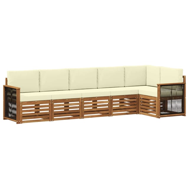 vidaXL Ecksofa Set mit Kissen 5 Stk Natur und Creme 3384411