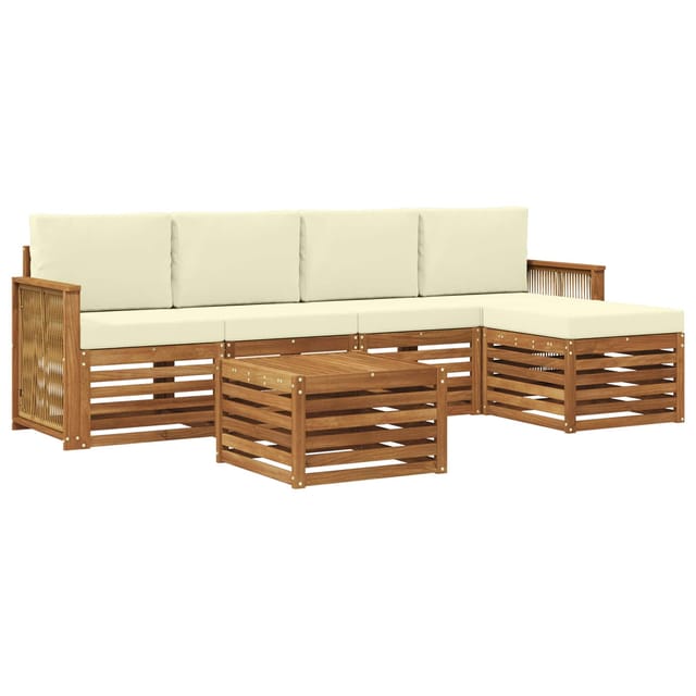 vidaXL Outdoor-Sofagarnitur mit Kissen 6 Stk Natur und Creme 3384266