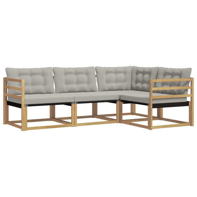 vidaXL Outdoor-Sofagarnitur mit Kissen 4 Stk Weiß und Hellgrau 3388625