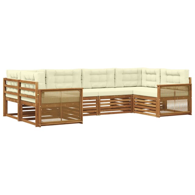 vidaXL Outdoor-Sofagarnitur mit Kissen 6 Stk Natur und Creme 3383778