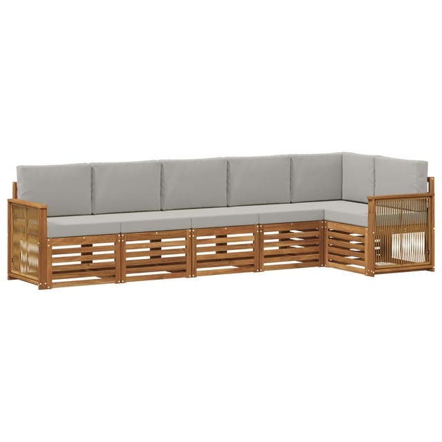 vidaXL Ecksofa Set mit Kissen 5 Stk Natur und Hellgrau 3384417