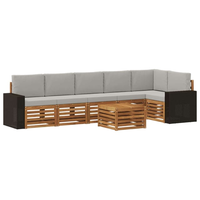 vidaXL Ecksofa Set 7 Stk Natur und Hellgrau Massivholz Akazie 3384452