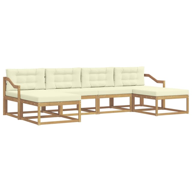 vidaXL Outdoor-Sofagarnitur mit Kissen 6 Stk Weiß und Creme 3386844
