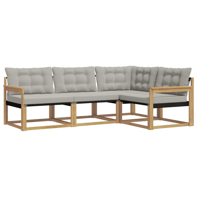 vidaXL Outdoor-Sofagarnitur mit Kissen 4 Stk Weiß und Hellgrau 3388629
