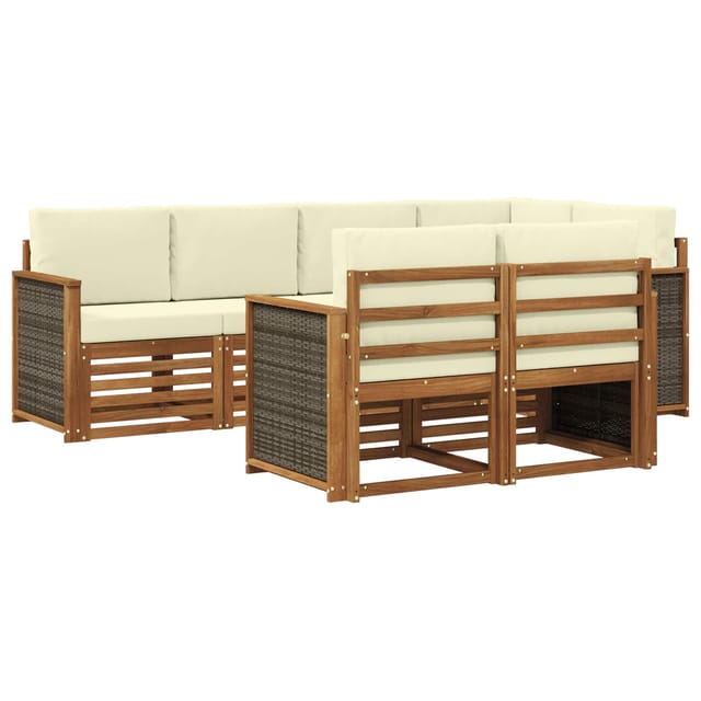 vidaXL Ecksofa Set mit Kissen 6 Stk Natur und Creme 3384466