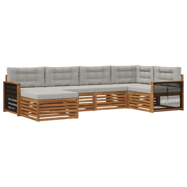vidaXL Outdoor-Sofagarnitur mit Kissen 6 Stk Natur und Hellgrau 3383564