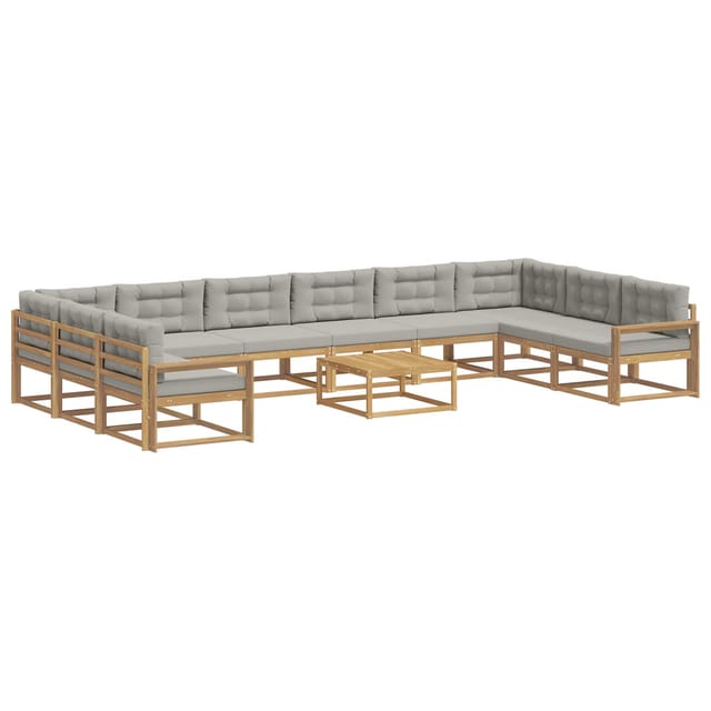 vidaXL Outdoor-Sofagarnitur mit Kissen 11 Stk Weiß und Hellgrau 3387145