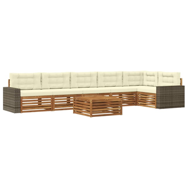 vidaXL Outdoor-Sofagarnitur 7 Stk Natur und Creme 79 x 79 x 37 cm 3383458