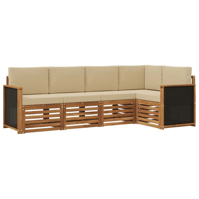 vidaXL Ecksofa Set 4 Stk Natur Massives Akazienholz und Polyester 3384344