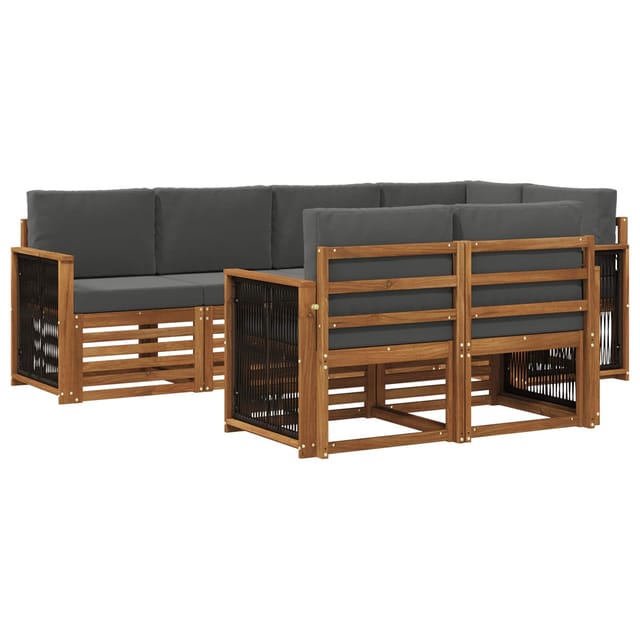 vidaXL Ecksofa Set mit Kissen 6 Stk Natur und Anthrazit 3384473