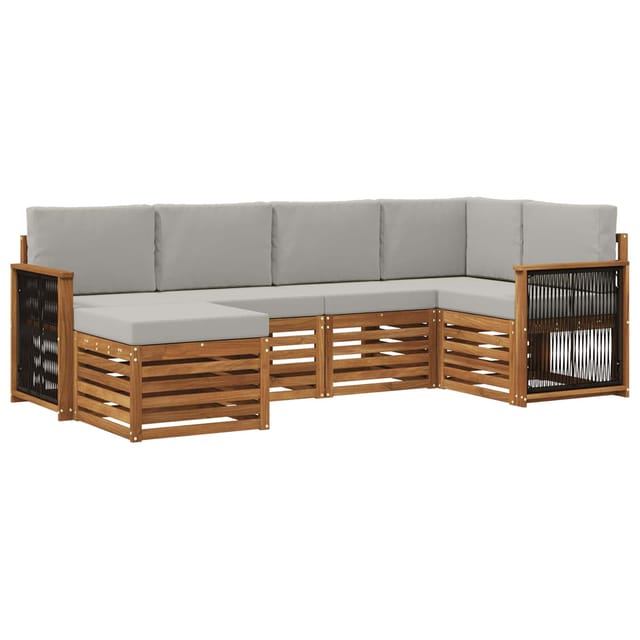 vidaXL Ecksofa Set mit Kissen 5 Stk Natur und Hellgrau 3384562