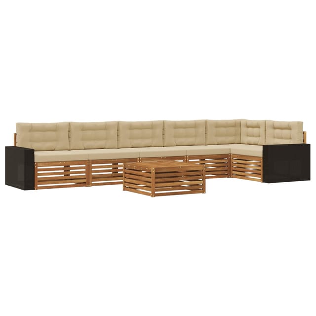 vidaXL Outdoor-Sofagarnitur 7 Stk Natur und Beige 79 x 79 x 37 cm 3383456