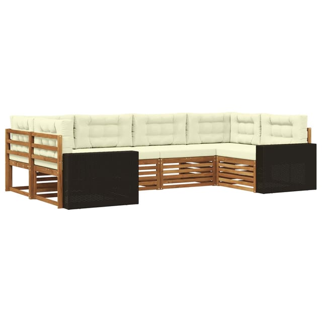 vidaXL Outdoor-Sofagarnitur mit Kissen 6 Stk Natur und Creme 3383783