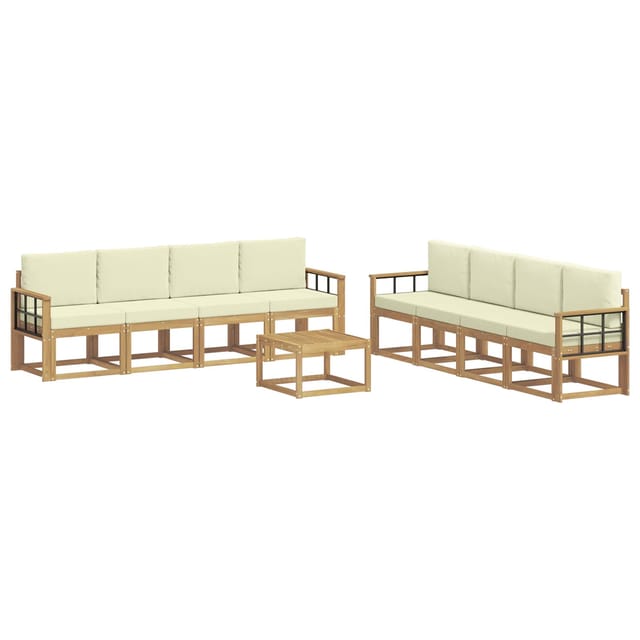 vidaXL Outdoor-Sofagarnitur mit Kissen 9 Stk Weiß und Creme 3387429