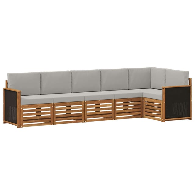 vidaXL Ecksofa Set mit Kissen 5 Stk Natur und Hellgrau 3384402