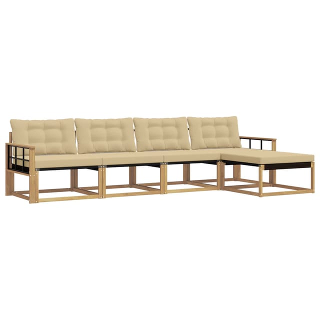 vidaXL Outdoor-Sofagarnitur mit Kissen 5 Stk Weiß und Beige 3388595
