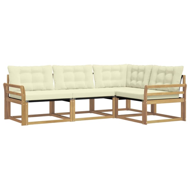 vidaXL Outdoor-Sofagarnitur mit Kissen 4 Stk Weiß und Creme 3388636