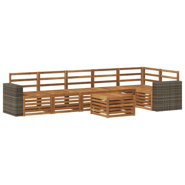 vidaXL Ecksofa Set 7 Stk Natur Massivholz Akazie 3384455