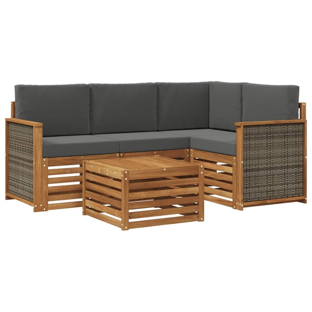 vidaXL Outdoor-Sofagarnitur 5 Stk Natur und Anthrazit 59 x 59 x 37 cm 3384318